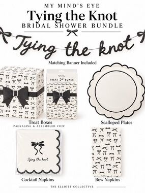 My Mind’s Eye Tying the Knot Bridal Shower Bundle Bow Banner Plates Napkins NWT